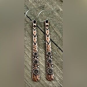NWT- sleek and slim copper dangle earrings